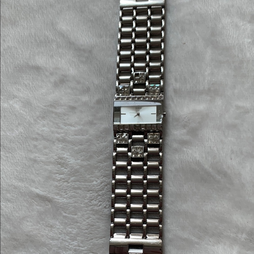 Silver Bracelet Watch with Crystal Accents